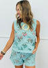 Mint Lace Sleeveless Top & Shorts Set (Reg & Plus)