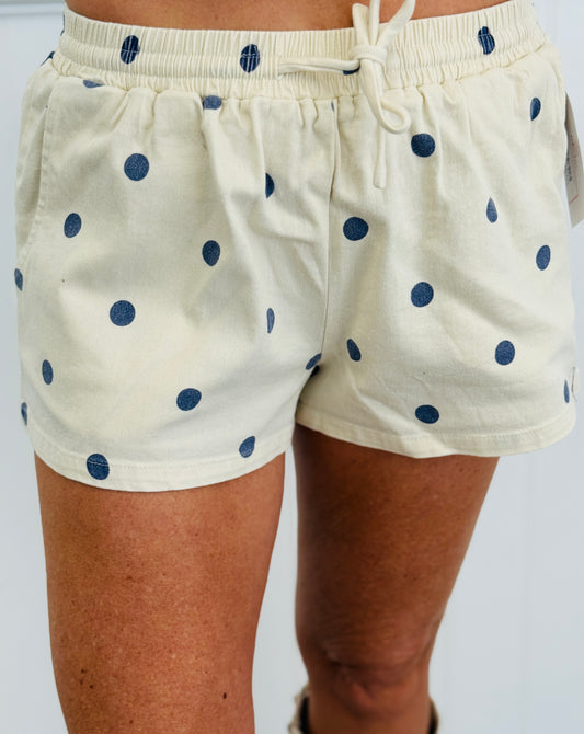 Cream/Navy Polka Dot Twill Shorts (Reg.)