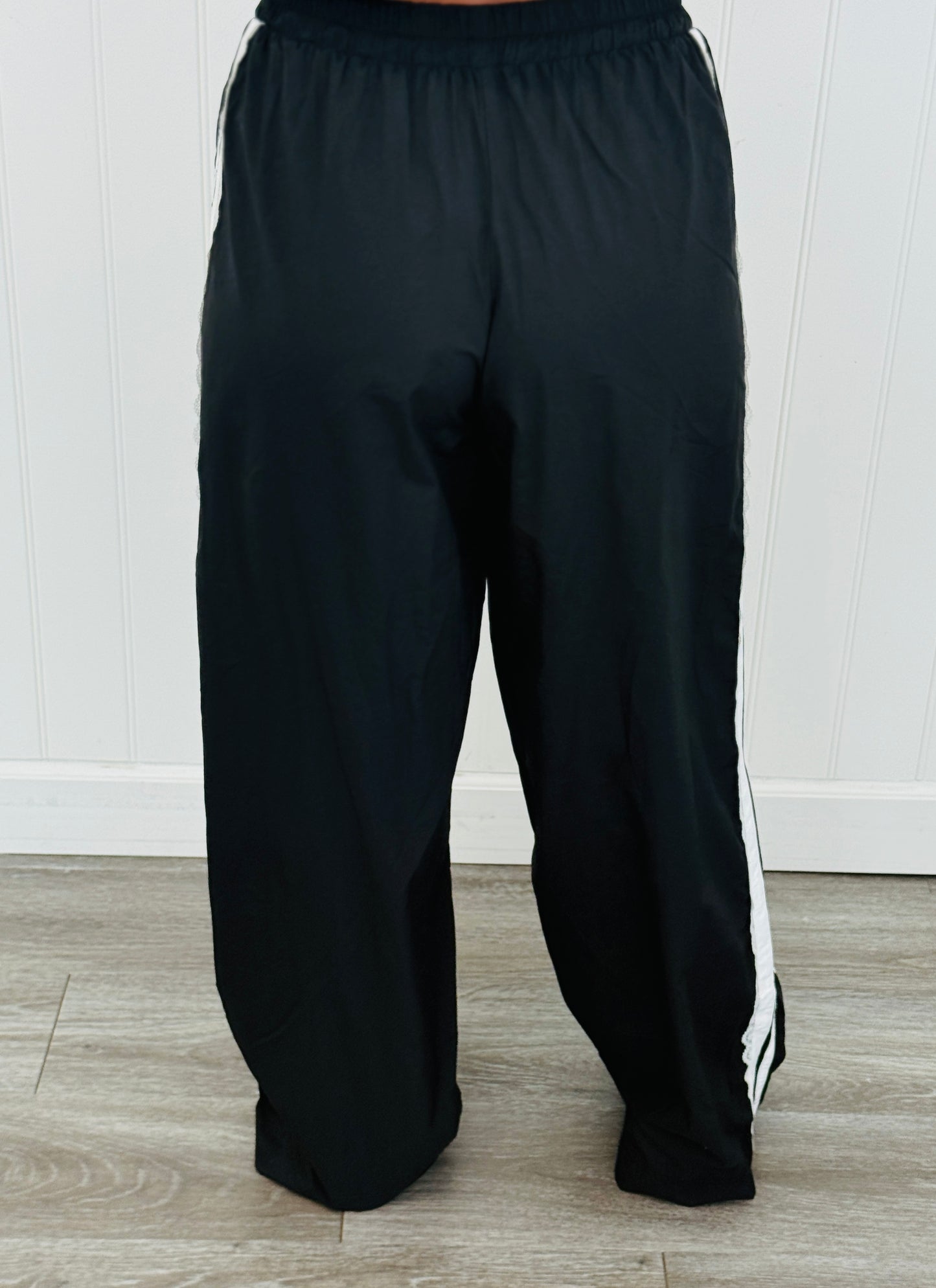Black Side Stripe Track Pants (Reg.)