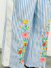 Blue Mix Striped Floral Embroidered Wide Leg Pants (Reg.)