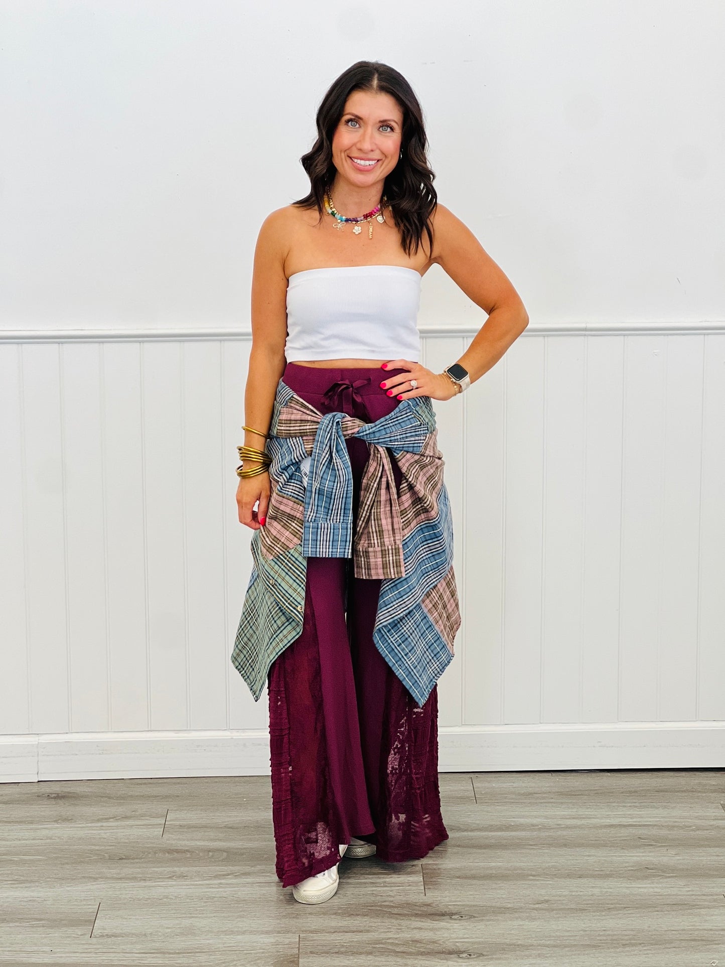 POL Red Bean Lady In Lace Wide Pants (Reg.)