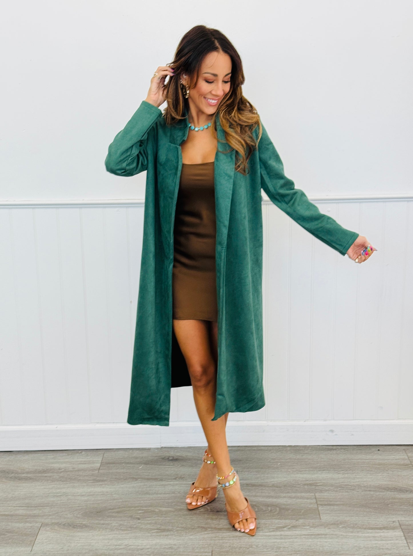 Brown Sheer Cape Strappy Mini Dress (Reg.)