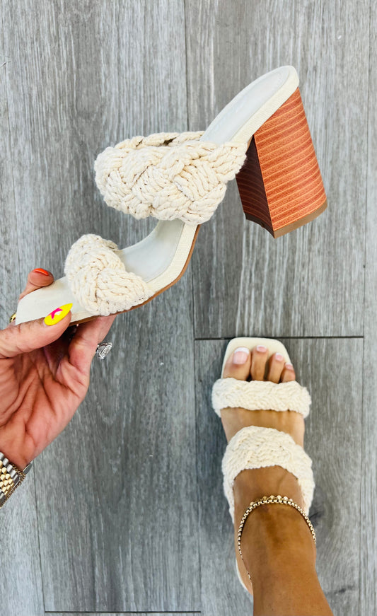 Ivory Double Braided Block Heels