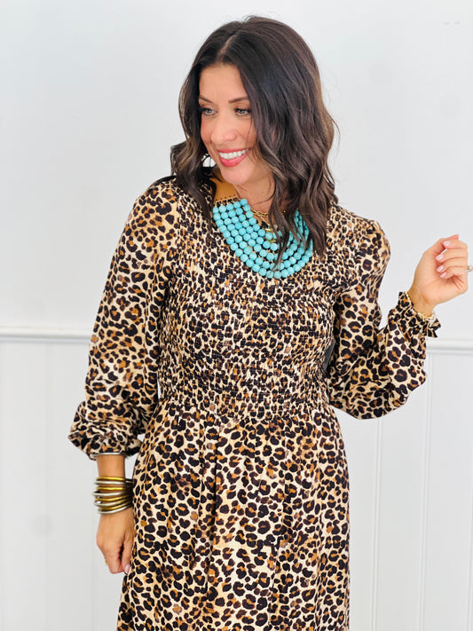 Leopard Long Sleeve Maxi Dress (Reg. and Plus)