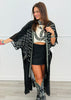 Black Front Tie Tassel Longline Cardigan (OS & Plus)