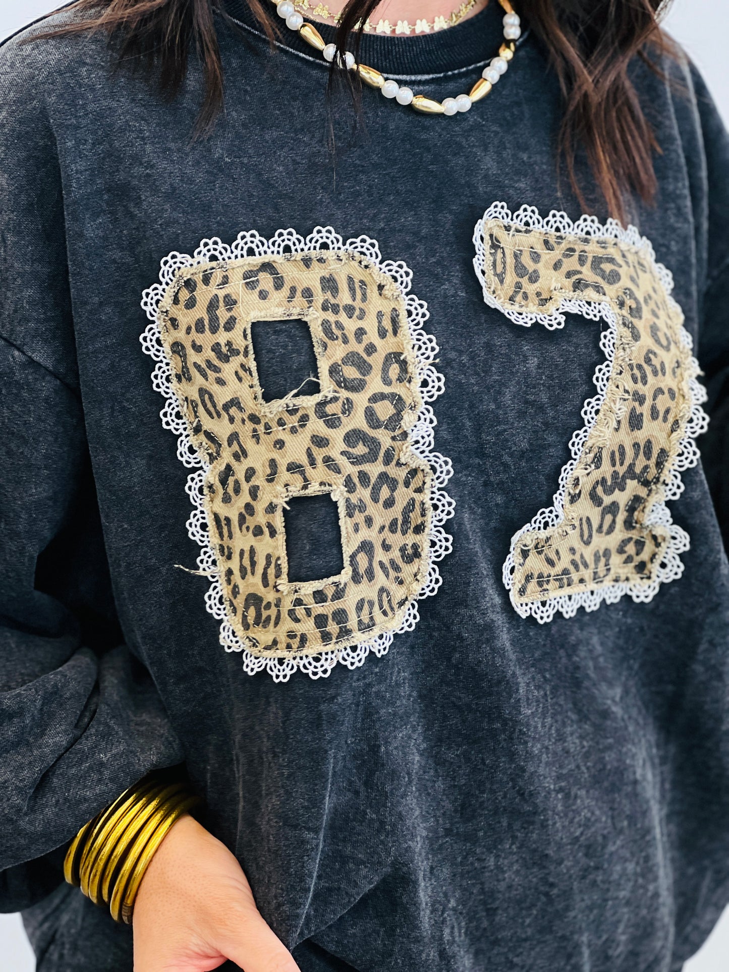 Black Leopard & Lace Number 87 Sweatshirt (Reg.)