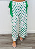 Ivory/Sage Polka Dot Side Sash Wide Leg Pants (Reg.)