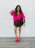 Pearl Buttons V-Neck Blouse (Reg.) - 2 Colors