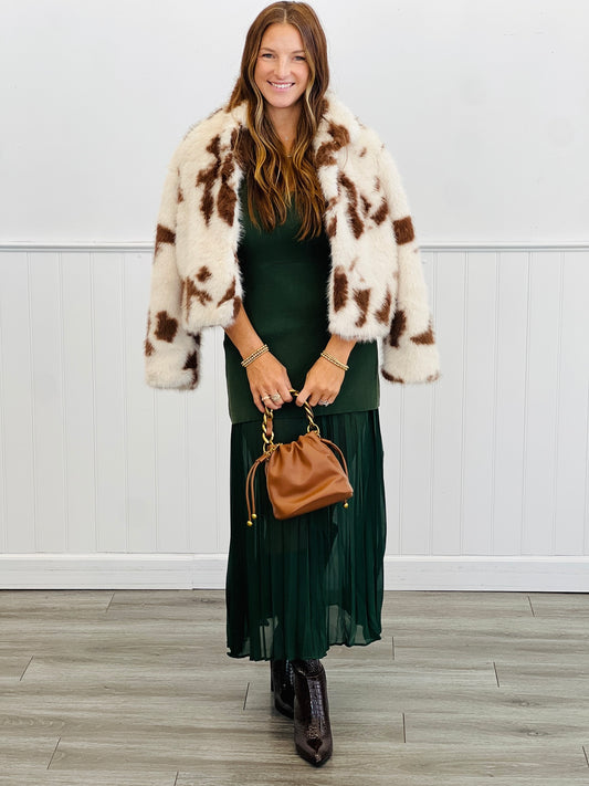 Green Sleeveless Sheer Trim Midi Dress (Reg.)