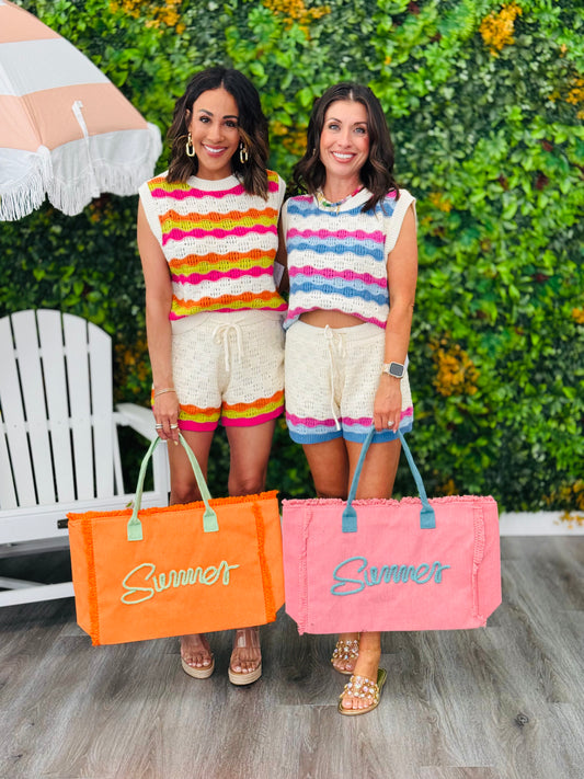 Multi Wavy Crochet Sweater Shorts (Reg.)-2 Colors