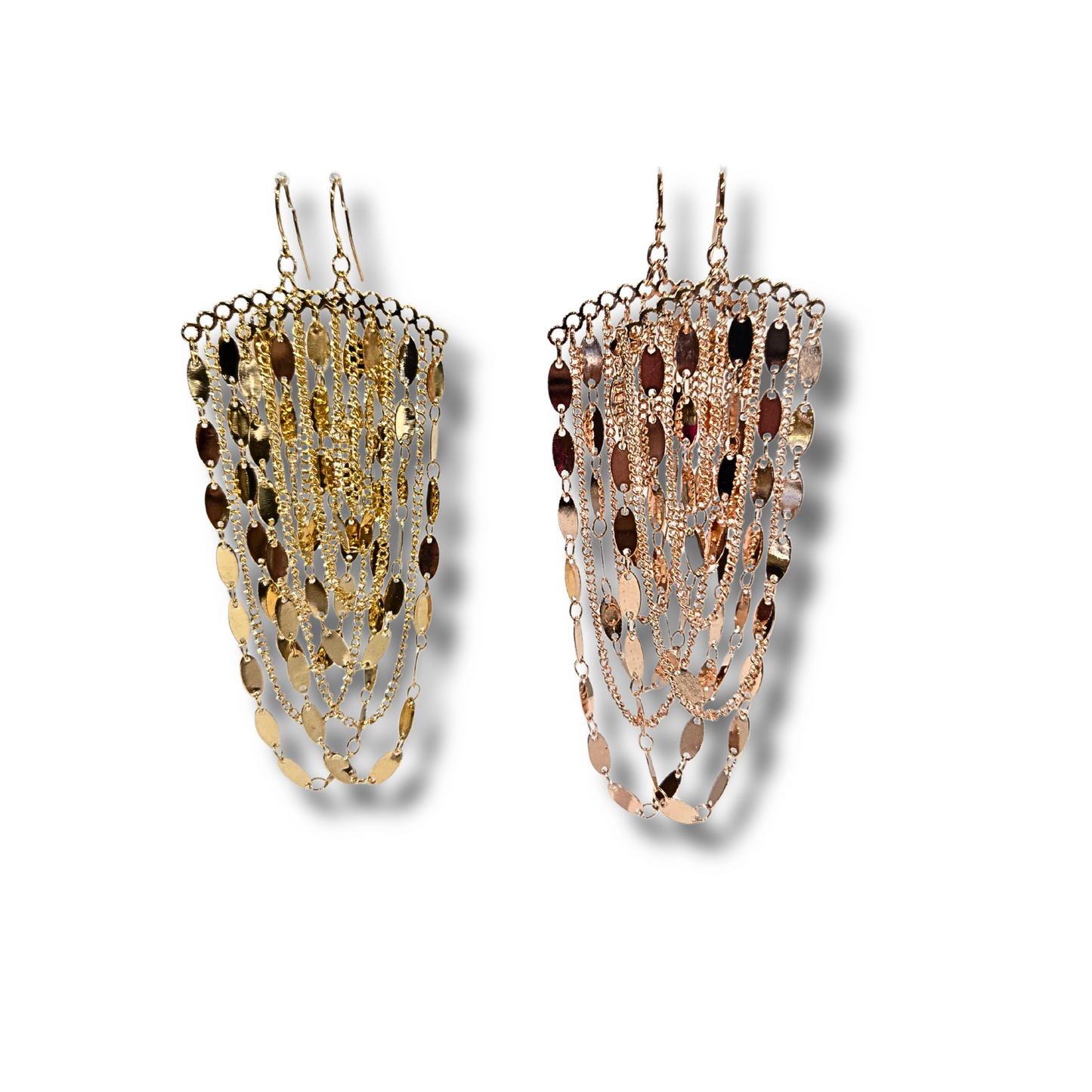 Oval Chain Draped Chandelier Earrings (2 colors)
