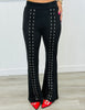 Black Suede Eyelet Lace Up Flare Pants (Reg.)