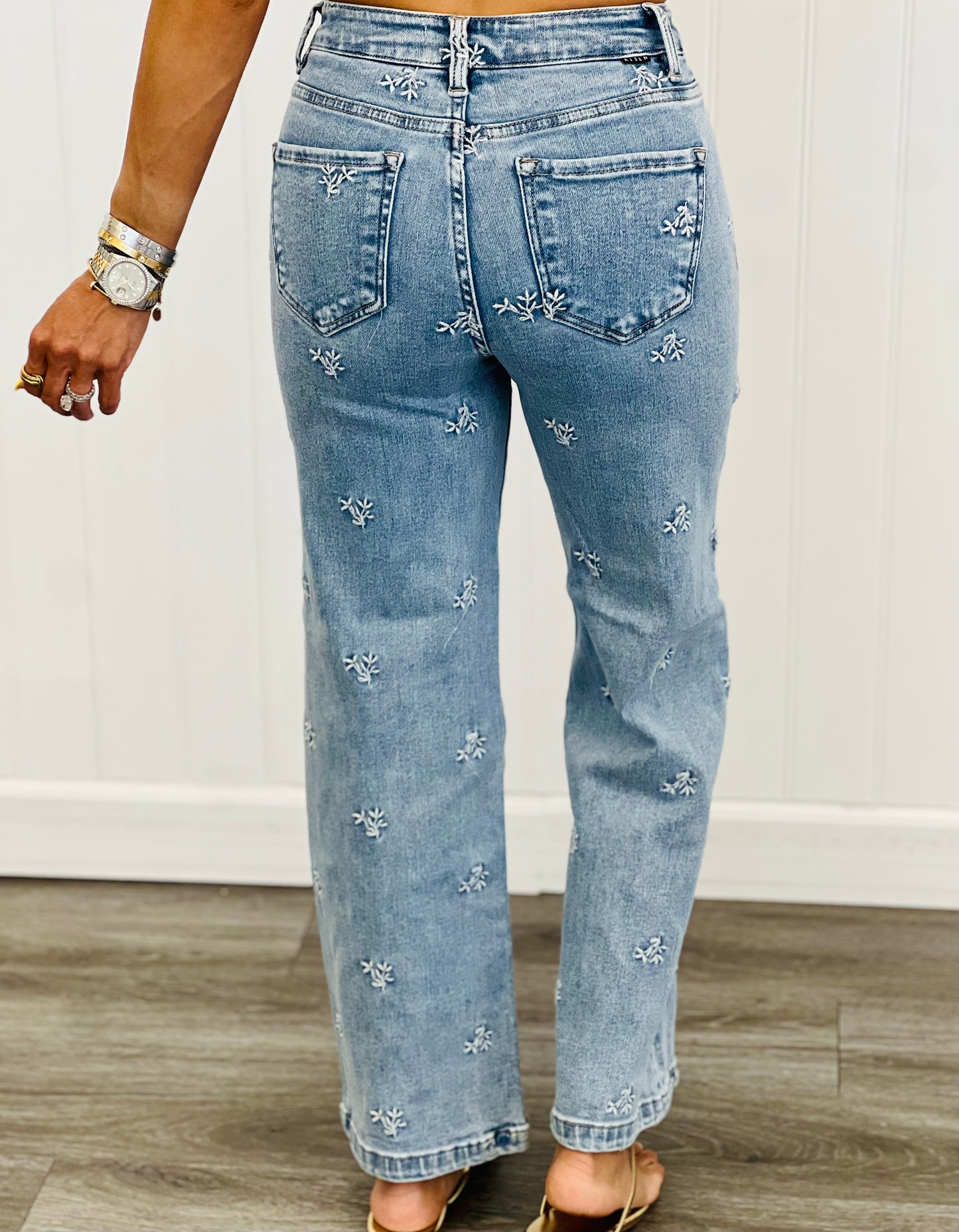 Risen Let It Grow Embroidered Crop Jeans (Reg & Plus)