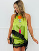 Green Satin Halter & Mini Skirt Set (Reg.)
