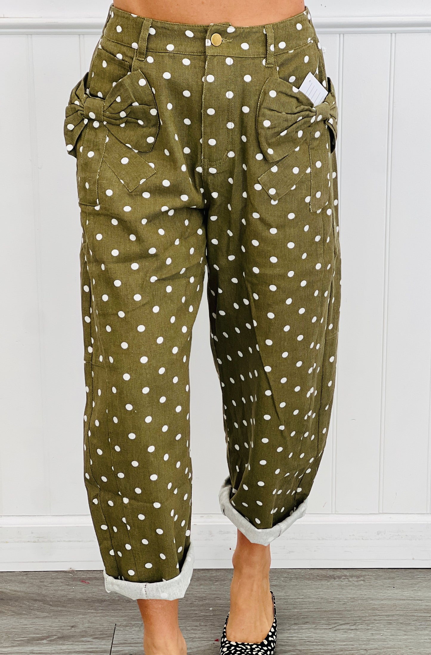 Denim Polka Dot Print Barrel Pants (Reg. and Plus) - 3 Colors