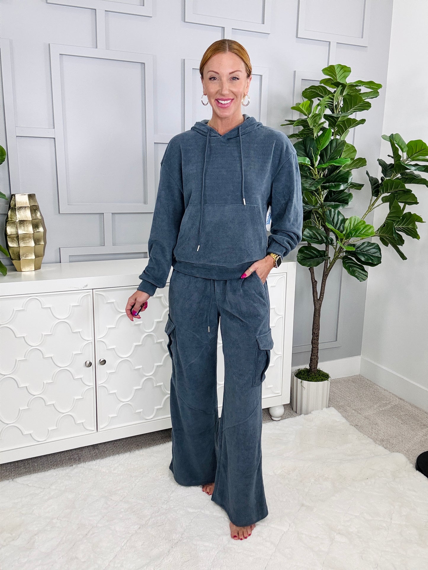 Women's Relaxed Ribbed Corduroy Hoodie