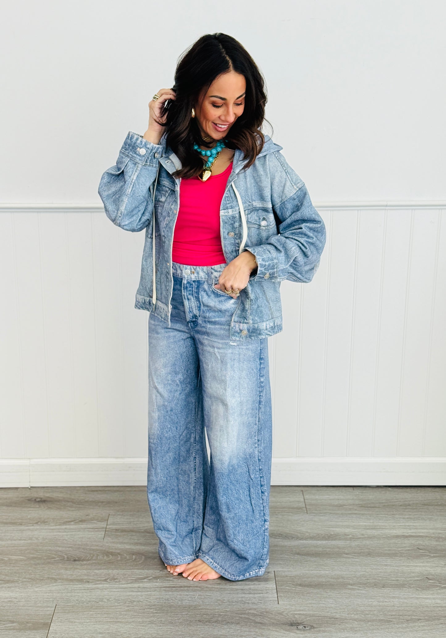 Illusion Remix Denim Blue Printed Terry Pants (Reg.)
