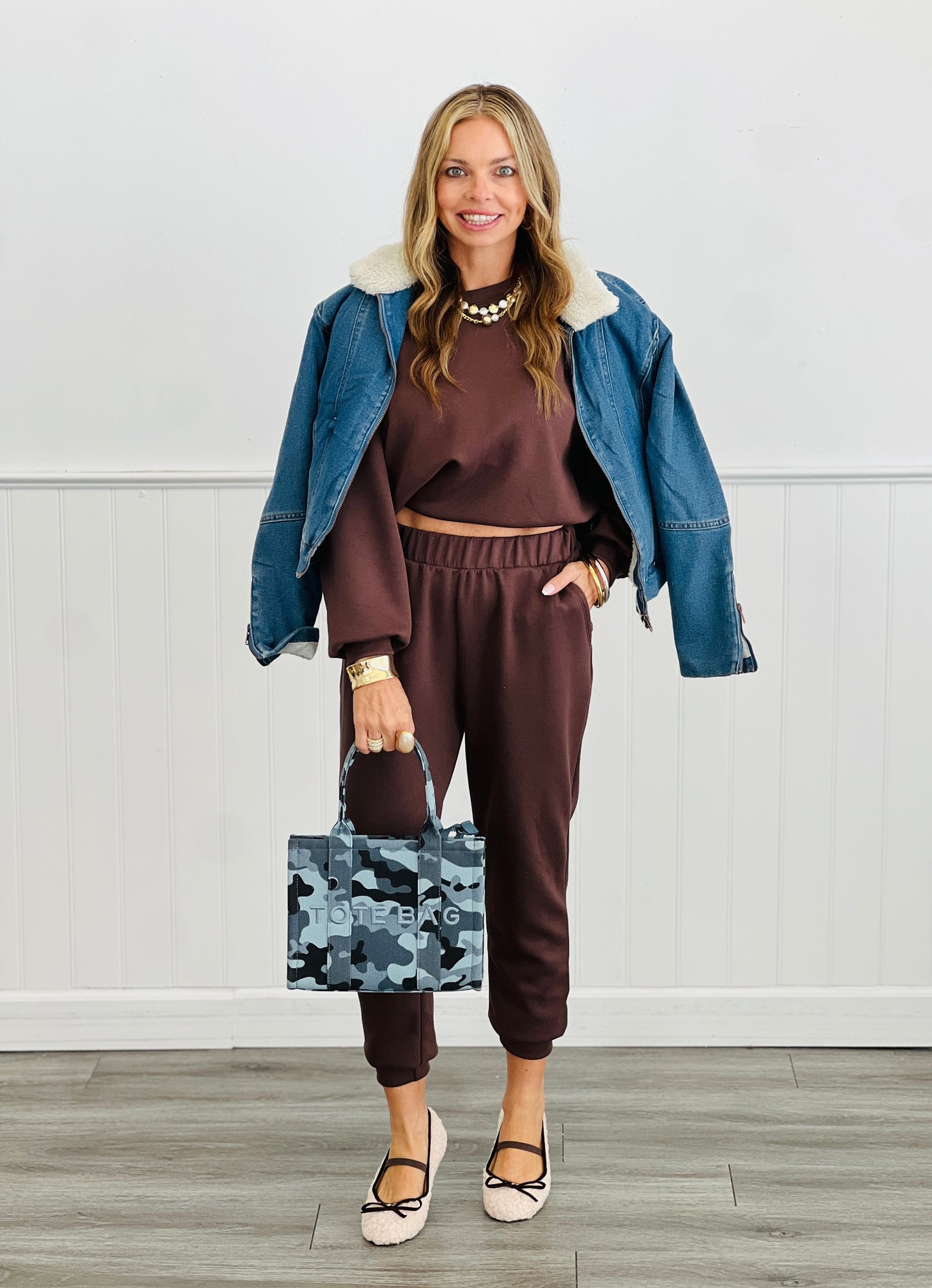 Brown Oversized Pullover Top (Reg. and Plus)