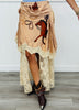 Golden Taupe Satin Wrap Drape Lace Skirt (Reg.)