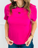 Raspberry Heart Cut Out Short Sleeve Top (Reg. and Plus)
