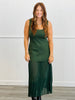 Green Sleeveless Sheer Trim Midi Dress (Reg.)