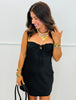Black Satin Front Tie Mini Slip Dress (Reg.)