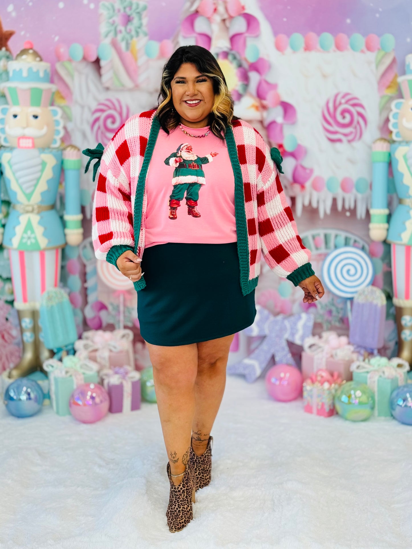 Pink Champagne Santa Sweatshirt (Reg. and Plus)