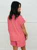 Pink/Brown Stripe Top & Shorts Set (Reg & Plus)