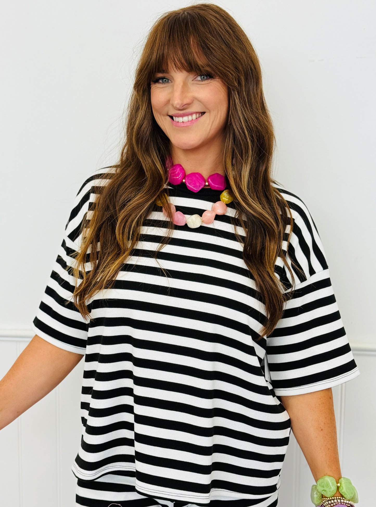 Short Sleeve Striped Top (Reg & Plus)-5 Colors