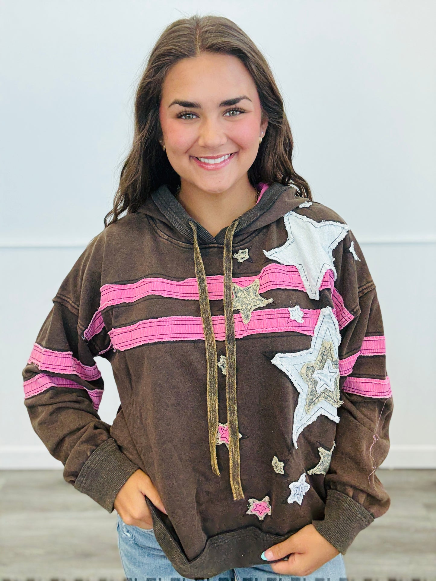 Oli & Hali Charcoal Star Patch Hoodie Sweatshirt (Reg.)