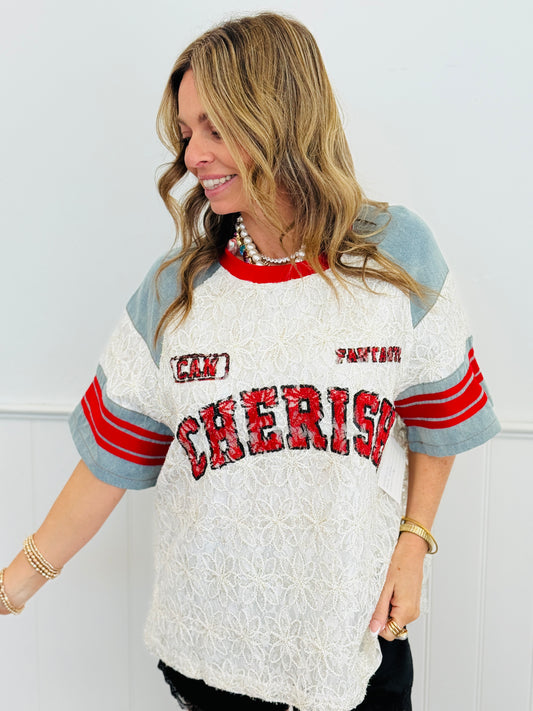 Chenille Lace Cherish Graphic Top (Reg & Plus)