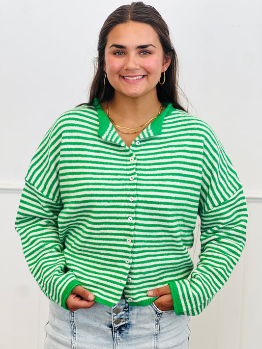 Green Striped Gigi Cardigan (Reg.)