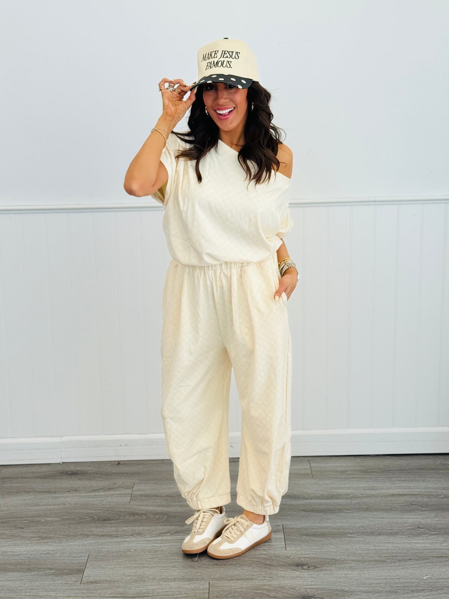 French Terry Checkered Top & Pant Set (Reg)-5 Colors