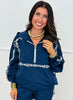 Navy Floral Embroidered Windbreaker & Shorts Set (Reg.)