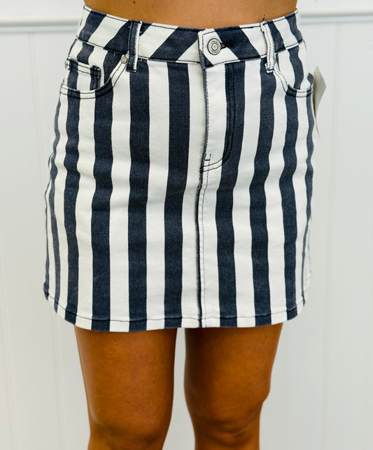 Nova Navy Striped Denim Skirt (Reg. and Plus)