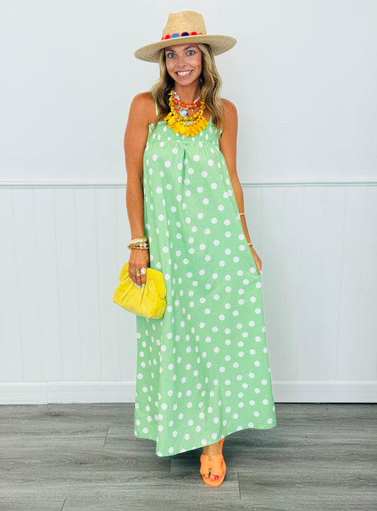 Light Green Polka Dot Maxi Dress (Reg.)