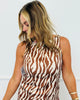 Zebra Print Satin Jacquard Top (Reg.) - 2 Colors