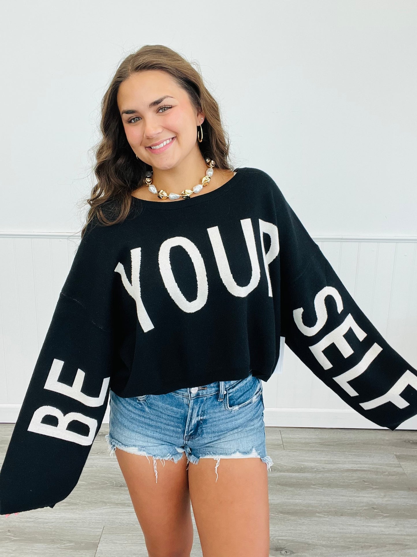 Black Be Yourself Sweater Top (Reg & Plus)