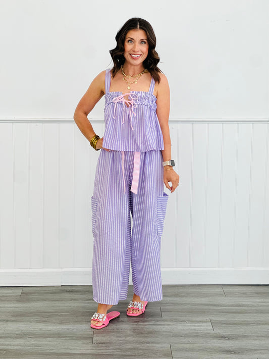 Lavender Striped Babydoll Tank Top (Reg.)