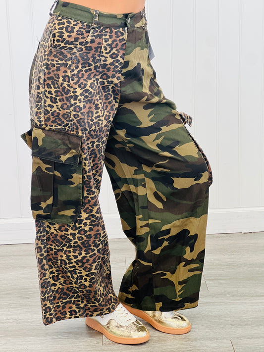 Mixed Leopard & Camo Cargo Pants (Reg)