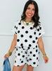 White/Black Polka Dot Top & Shorts Set (Reg & Plus)