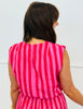 Fuchsia Striped Padded Shoulder Top (Reg.)