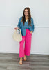 Denim V-Neck Button Up Top (Reg. and Plus)