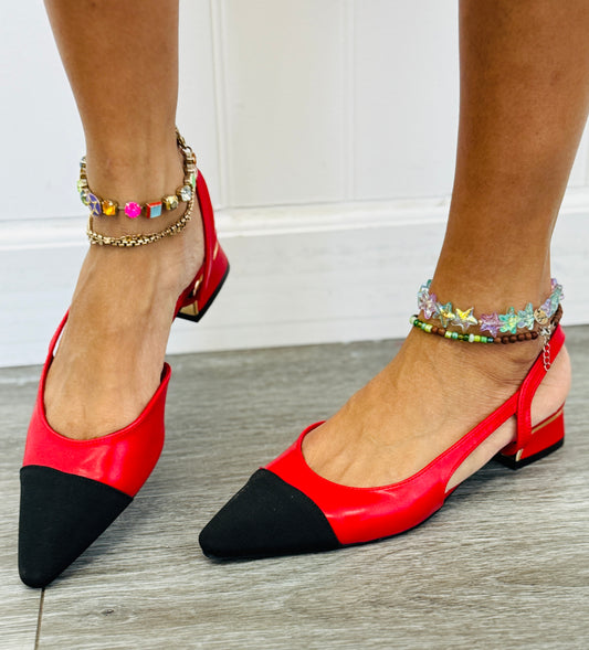 Red Luxe Affair Slingback Flats