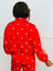 Red Polka Dot Side Stripe Zip Up Jacket (One Size)