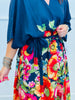 Navy Giant Floral Print Wrap Duster (OS & Plus)