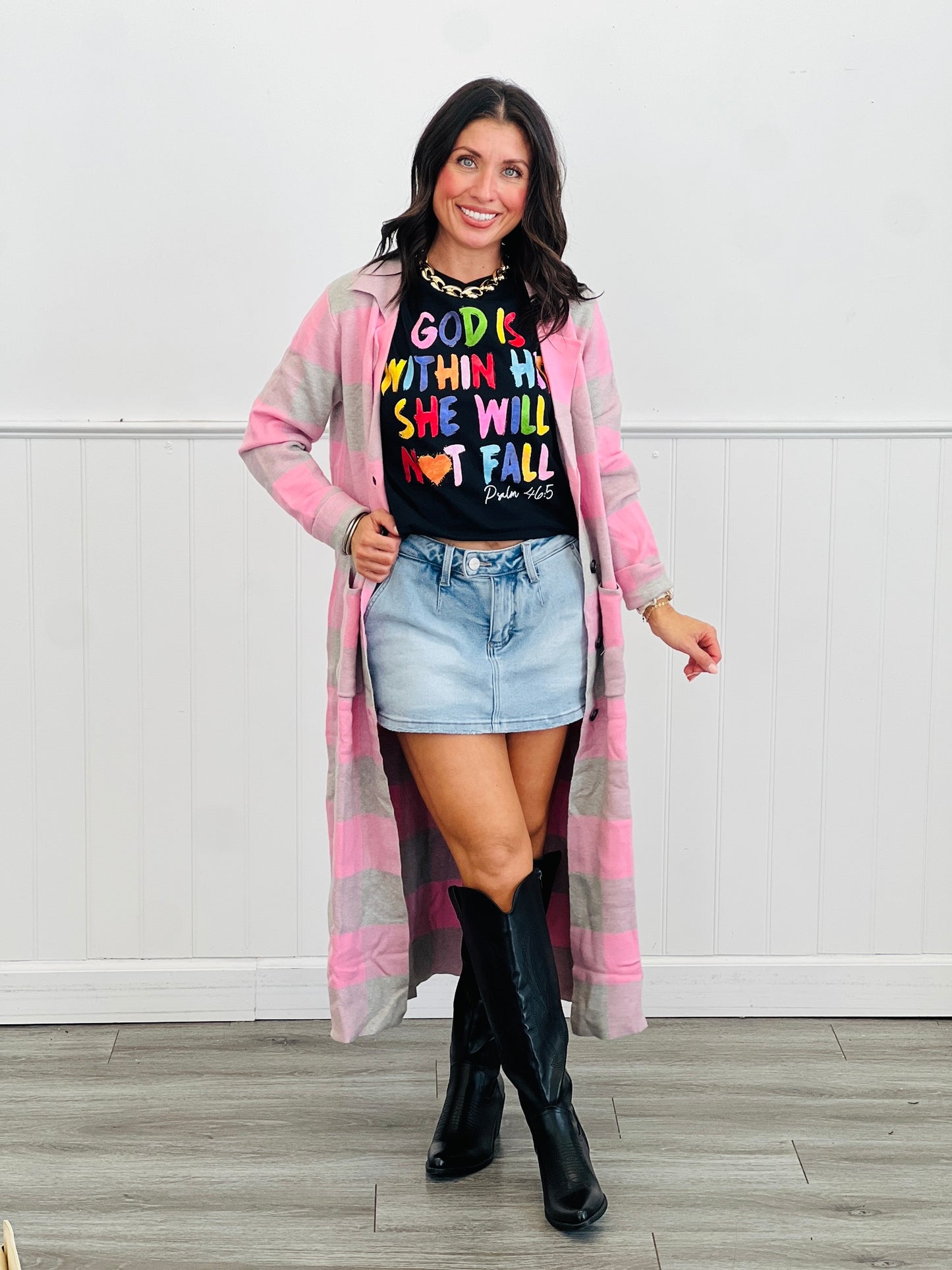 Knit Plaid Midi Coat (Reg.)-2 Colors