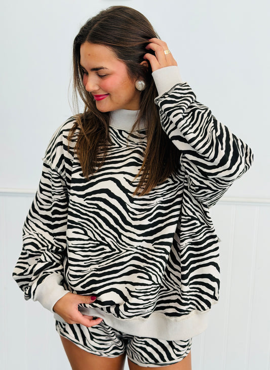 Zebra Print Mock Neck Sweatshirt (Reg.)