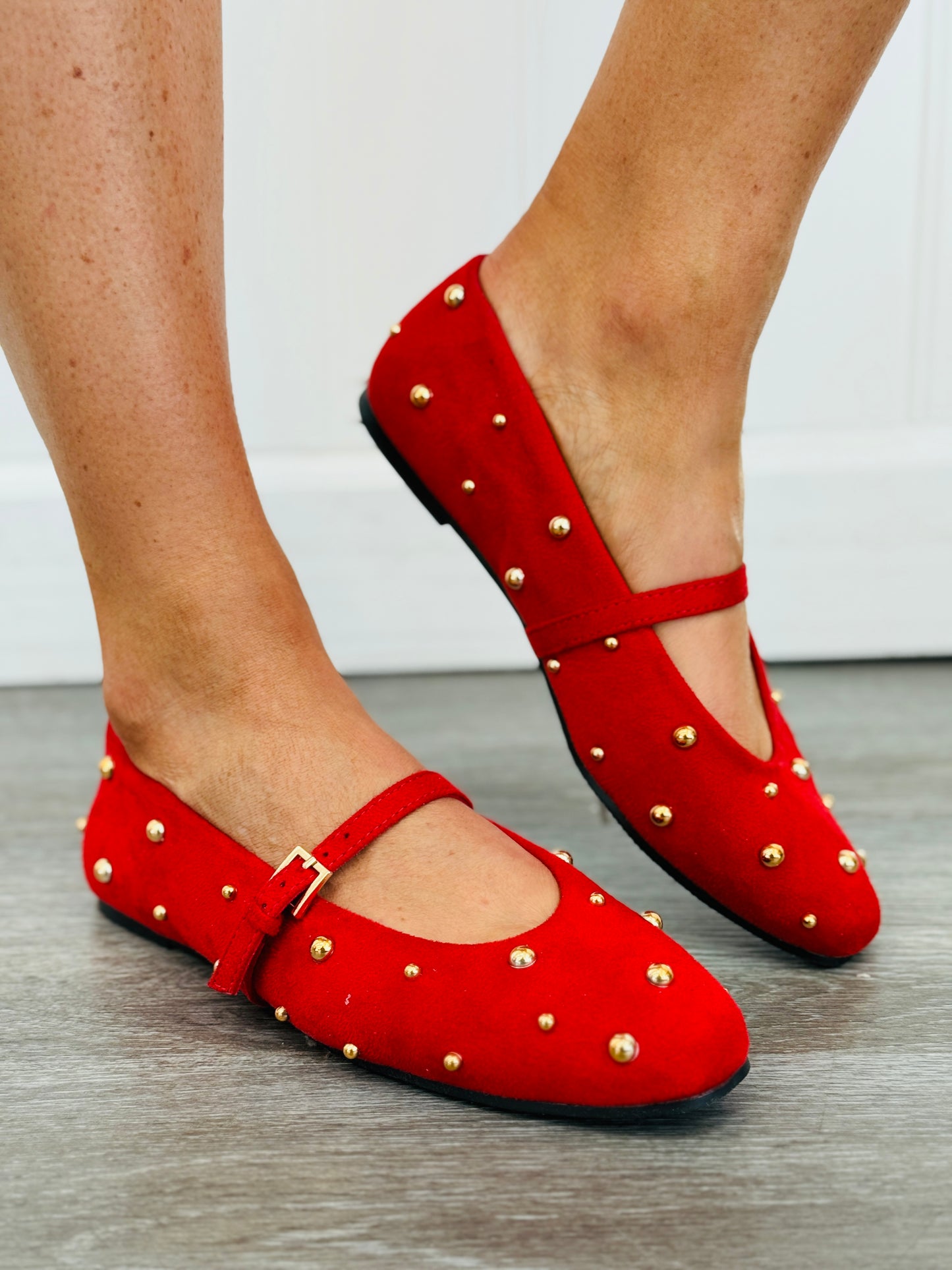 Scarlet Sweetheart Studded Flats