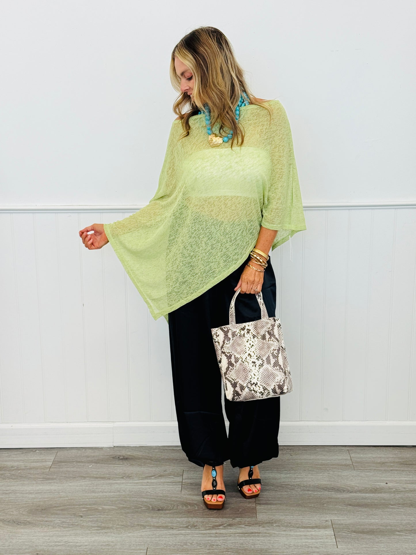 Lime Asymmetric Draped Top (OS & Plus)
